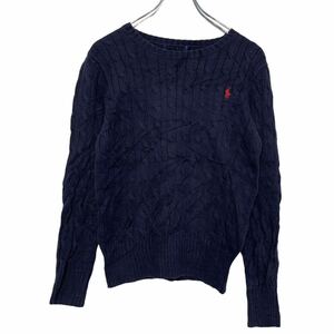 Polo Ralph Lauren ケーブル編み セーター S ネイビー ポロラルフローレン コットン 古着卸 アメリカ仕入 a505-5959