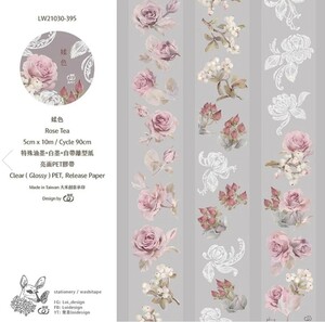 21・海外マスキングテープ　Loidesign　rose tea 1ループ　切り売り