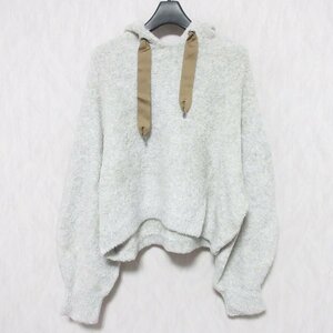 新品同様 BRUNELLO CUCINELLI ブルネロクチネリ シルク×カシミヤブレンド プルオーバー クロップド ニットパーカー Ｓ グレー ◆