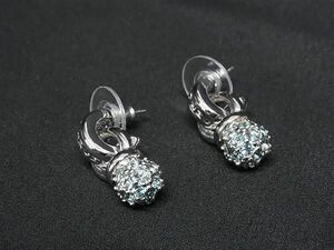 1円 ■極美品■ GIVENCHY ジバンシィ ラインストーン ピアス アクセサリー レディース シルバー系×ライトブルー系 BI1362