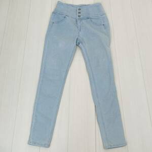 a00187 美品 isko Extretchdenim Heather ヘザー ハイウエスト スキニー デニムパンツ ストレッチ 02(M) ライトブルー 水色 万能 古着 上質