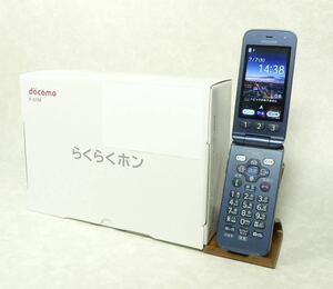 9451【極めて美品/SIMロック解除済み】らくらくホン　F-01M　ネイビー　アルコール消毒済み　保証付き【即決】