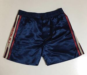 GUCCI ロゴ アセテート ショーツ 44 S ネイビー グッチ Shorts ショート パンツ ハーフ harf pants 紺 NAVY シェリー Stripe logo shorts