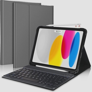 送料無料★BORIYUAN iPad9.7第5/6世代キーボードケース脱着式Bluetooth手帳型 三つ折りスタンド(グレー)