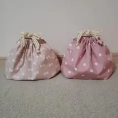 ハンドメイド☆リボン柄ドット柄お弁当袋２枚セット