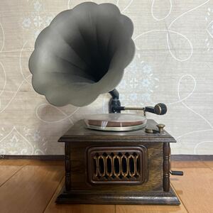 綺麗/レトロ GRAMO 蓄音機型レコードプレーヤー CP-101 ビンテージ /オールドホーンタイプ /グラモフォン ジャンク