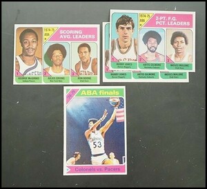 1975-76 Topps ABA finals等 4枚(3種) #221/#222/#310 Julius Erving Dr.J BASKETBALL トップスカード バスケットボール 283a