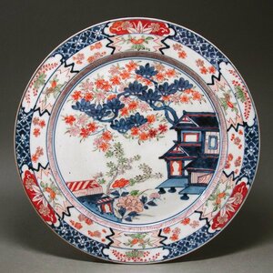 慶應◆江戸時代 1690-1700年代 元禄年間 古伊万里 色絵桜花図大皿 直径33.8cm