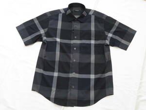 ブラックレーベル クレストブリッジ 高級半袖チェックシャツ Mサイズ　紺系 25,300円