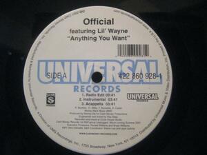 OFFICIAL FEAT LIL WAYNE / ANYTHING YOU WANT ◆T166NO◆