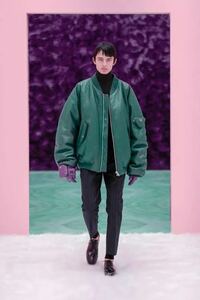 新品未使用 PRADA×RAF SIMONS Oversized nappa leather bomber jacket Green L プラダ ラフシモンズ レザー ボンバージャケット fw21 MA1