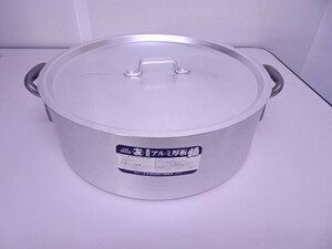 b 未使用品 アルミ鍋 約42cm×14cm マルトモ ステンレス厚板鍋 業務用 蓋つき