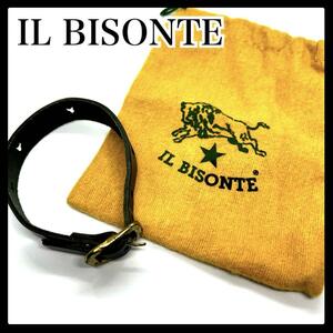 IL BISONTE イルビゾンテ ネイビー 革 ブレスレット バングル スター 星 巾着袋あり