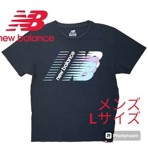 ニューバランス　new balance　メンズ　半袖シャツ　綿100%　Lサイズ　プリントシャツ　古着