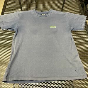 エーグルAIGLE 半袖プリントTシャツ Mサイズ ネイビー 紺 色焼け、穴あり、プリントひび割れあり