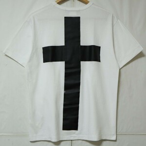 AD2021 BLACK COMME des GARCONS ブラック コムデギャルソン 十字架 クロス アート 半袖 Tシャツ Lサイズ ホワイト 白 日本製 //