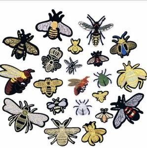 ワッペン アイロン刺繍 昆虫 ミツバチ 21枚セット (ミツバチ)
