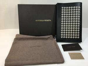 【飛脚便60】新品同様 極美品 BOTTEGA VENETA ボッテガヴェネタ チェッカー イントレチャート ブックカバー 手帳カバー 箱付属[d1113]