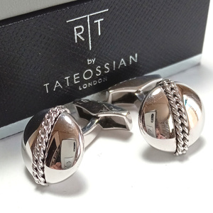 【tac60】新品　TATEOSSIAN　タテオシアン　カフリンクス　カフス　シルバー925　純銀　チェーン装飾　ラウンド　イギリス製