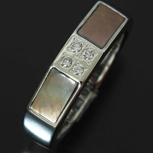 (タサキ)TASAKI シェル リング ダイヤ0.05ct K14WG 12号(52) D8718