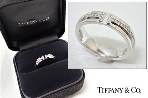 6297[TS]正規品♪Tiffany＆Co/ティファニー◆ Tナロー ダイヤモンドリング AU750 ホワイトゴールド 指輪 １０号 ケース付き