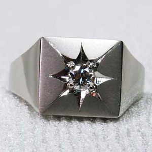 【値下げ交渉は質問欄より】稀少なメンズリング！プラチナ製☆ダイヤ印台リング★０，１９ＣＴ★ピカピカ逸品リング☆＃１６号