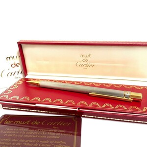 Cartier カルティエ ボールペン サントス ドゥ ツイスト式 筆記用具 ゴールド　シルバー　箱付き