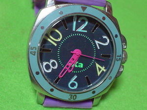 珍品　デザイン　JーAXIS　IXA　腕時計　ブラック　パープルベルト