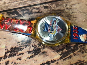 レア swatch スウォッチ AG1994 LOS ANGELES ロサンゼルス OLYMPIC オリンピック記念 STOPWATCH クオーツ メンズサイズ 腕時計