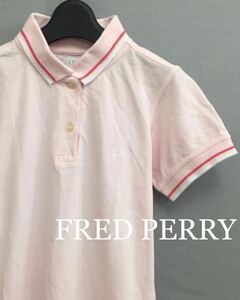 フレッドペリー FREDPERRY ポロシャツ 半袖 鹿の子 ピンク サイズ10 レディース !★&