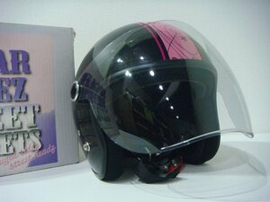 MB/B14T-DA3 美品 Suger Ridez レディース向け ジェットヘルメット 黒/ピンク Vivian