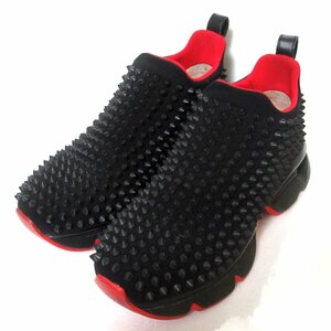 新品同様 Christian Louboutin クリスチャンルブタン SPIKE SOCK DONNA FLAT NEOPRENE スタッズ スパイク スニーカー 35 22cm相当 ブラック