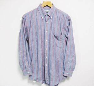 希少 70s 80s USA製 L.L.BEAN 縦縞 シャンブレーシャツ エルエルビーン ワークシャツ Sサイズ ヴィンテージ 