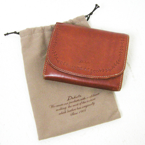 ■Dakota【ダコタ】茶 レザー 二つ折り 財布 ウォレット・保存袋付■