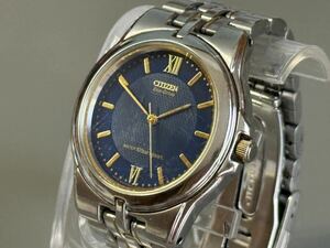 1円〜◆CITIZEN シチズン Eco-Drive ソーラー E030-K16253 ネイビー文字盤 メンズ腕時計 稼働品 