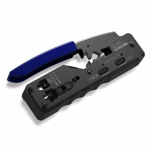 VCELINK GJ671BL RJ45 圧着工具 LANコネクタ かしめペンチ LANケーブル自作 貫通型CAT5/CAT6/CAT7 RJ45コ