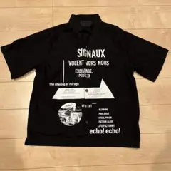 プラダ　グラフィック　半袖　シャツ　ロゴ　トライアングル　ブラック