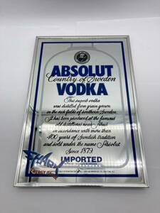 ABSOLUT　VODKA　アブソルート　ウォッカ　パブミラー　広告　飾り　BAR　飲食店　お酒　看板　ビンテージ　インテリア　レトロ　現状品