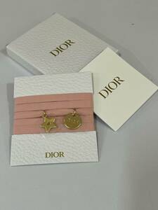 【未使用品】 Christian Dior ディオール ノベルティ リボンブレスレット スター ゴールド ピンク チャーム 限定 希少 レア B3886