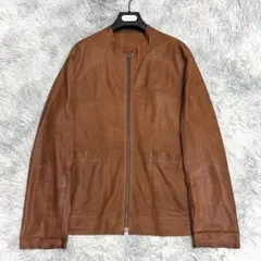 【高級】ランバンコレクション ラムレザー スエードジャケット ブラウン XL