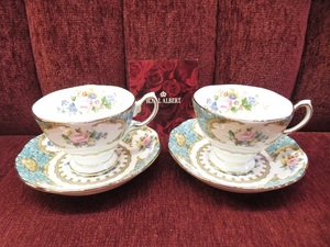 〓未使用 廃盤 希少 ROYAL ALBERT Lady Ascot ロイヤルアルバート レディアスコット カップ＆ソーサー 2客 箱付き C&S 英国製ξ