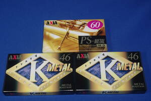 AXIA アクシア カセットテープ PS-METAL46/ K METAL46 メタルカセットテープ ３本セット 未使用品AX-7