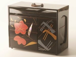 【琴》送料無料 木製漆器 時代 蒔絵 弁当箱 箱付 KT419