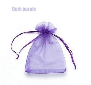 オーガンザ　巾着　包装　ギフト　プレゼント　結婚式　13x18cm 100pcs　 dark purple