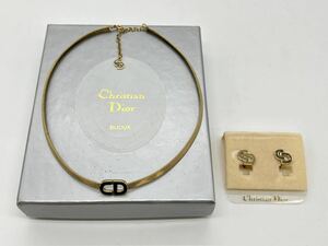 Christian Dior BIJOUX クリスチャン ディオール チョーカー ネックレス イヤリング アクセサリー BG ロゴ ゴールド オールド ヴィンテージ
