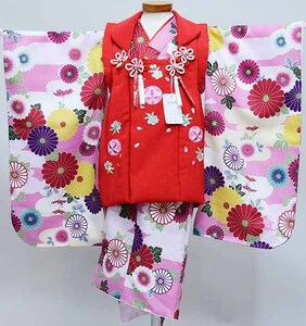 七五三 三歳 女児 被布着物フルセット 被布に刺繍入り 祝着 新品（株）安田屋 NO37910