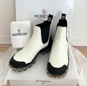 送料無料 MONCLER サイドゴア バイカラー ブーツ モンクレール ホワイト 白 ブラック 黒 ショートブーツ