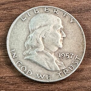 1円～◇◆ハーフ銀貨◆◇1957年 米国 フランクリン銀貨 50セント ハーフダラー 希少 1枚組 収集家放出品 99