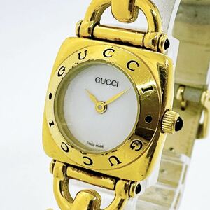 03163 グッチ GUCCI 6300L レディース 腕時計 クォーツ 電池式 QZ 革ベルト レザー オールドグッチ ヴィンテージ