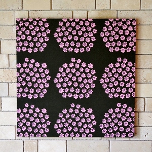 ファブリックパネル 北欧 marimekko Puketti 41×41cm マリメッコ アートパネル 限定 廃盤生地 インテリア 壁掛け ブラック